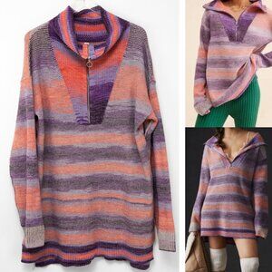 Anthropologie Daily Practice Franconia Half-Zip Sweater Tunic Multicolor Large